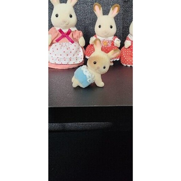 Sylvanian Calico Critters Chocolate Rabbit Family Of 8 1985 Vintage Twins Babies - Picture 7 of 7